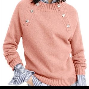 J CREW DUSTY ROSE WOOL BLEND JEWELED BUTTON SWEATER SZ M EUC